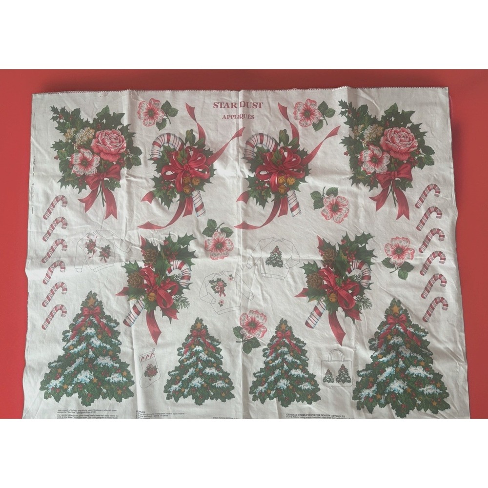 Vintage Christmas Applique Fabric Panel Cranston VIP Cotton STAR DUST Holiday